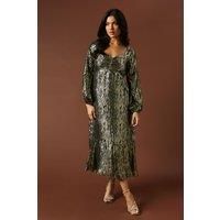 Occasion Metallic Ruched Midi Dress