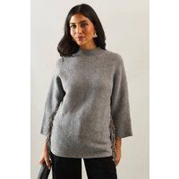 Womens Stitchy Fringe Batwing Jumper