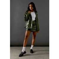 Warehouse Womens Skirt Green Croc Faux Leather Mini High Waisted