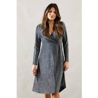 Womens Occasion Glitter Jersey Wrap Midi Dress