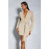 Premium Tie Front Blazer Dress