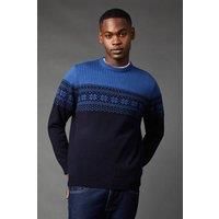 Mens Navy Placement Pattern Christmas Jumper - M