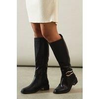 Heidi Faux Leather Trim Detail Knee High Riding Boots
