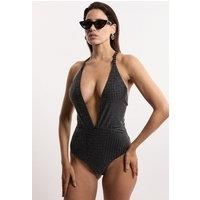 Embellished Plunge Swimsuit