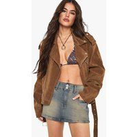 Womens Sand Denim Mini Skirt