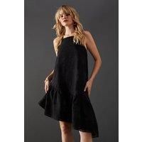 Warehouse Womens Midi Dress Black Sleeveless High Neck Asymmetric Smock