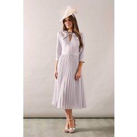 Wallis Womens Midi Dress Silver A-Line 3/4 Sleeve Crepe Premium Quality