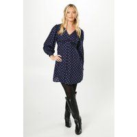 Womens Petite Spot Button Front Mini Dress