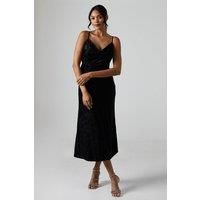 Debut London By Coast Devore Cowl Neck Midi Dress
