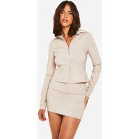 Womens Super Stretch Fitted Shirt & Micro Mini Skirt
