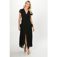 Debut London By Coast Flutter Sleeve Dobby Mesh Button Through Midi Dress
