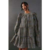 Warehouse Womens Mini Dress Khaki Playful Silhouette Elasticated Cuffs