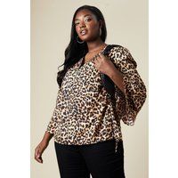 Womens Curve Leopard Wrap Top