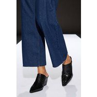 Runway 1.8.1.8 Black Heeled Mules Womens Day To Night Heels