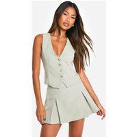 Womens Marl Seam Detail Pleated Micro Mini Skirt