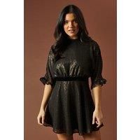 Occasion Glitter High Neck Mini Dress