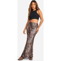 Womens Petite Leopard Jersey Maxi Skirt