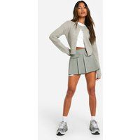 Womens Pocket Detail Pleated Woven Mini Skirt