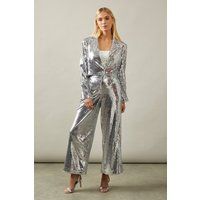 Petite Sequin Crop Blazer