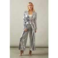 Petite Sequin Crop Blazer