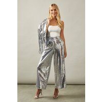 Wallis Silver Trousers Womens Going Out Trousers
