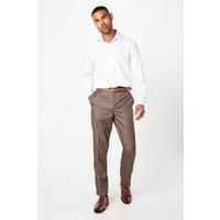 Burton Mens Dress Pants Taupe Slim Fit Formal Trousers Comfort Belt Loops