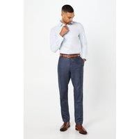 Mens Navy Puppytooth Slim Fit Smart Trousers - 32R