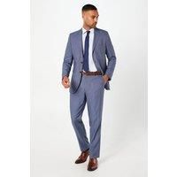 Burton Mens Suit Trousers Navy Birdseye Tailored Fit Formal Business Wedding