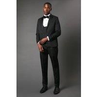 Burton Mens Slim Fit Suit Trousers Black Tuxedo For Formal Occasions