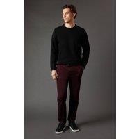Burton Mens Slim Fit Chino Trousers Burgundy Cotton Blend All Seasons