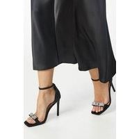 Tabbie Satin Diamante Bow High Stiletto Heeled Sandals
