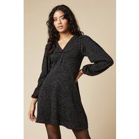 Womens Petite Brushed Soft Touch Ruched Front Mini Dress