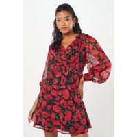 Dorothy Perkins Womens Mini Dress Floral Floral Chiffon Long Sleeve