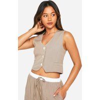 Womens Woven Textured Waistcoat