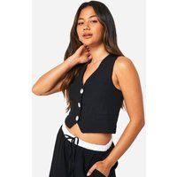 Womens Woven Textured Waistcoat