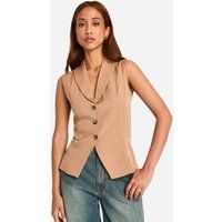 Womens Contrast Mock Horn Button Longline Waistcoat