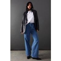 Warehouse Womens Jeans Blue Low Rise Wide Leg Denim Comfortable