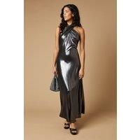 Oasis Womens Fit Flare Dress Pewter Sleeveless Petite Formal Wedding Party