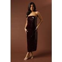 Occasion Clear Sequin Bandeau Maxi Dress