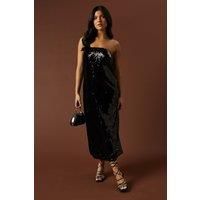 Occasion Clear Sequin Bandeau Maxi Dress
