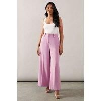 Wallis Womens Wide Leg Trousers Elegant Berry Trim High Waisted Design