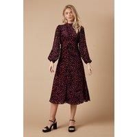 Petite Animal Velvet Cutout Back Midi Dress
