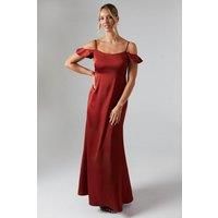 Oasis Womens Maxi Dress Rust Satin Sleeveless Long A-Line Spring Summer