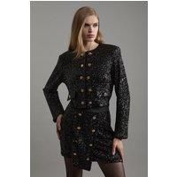 Petite Sequin Cropped Blazer