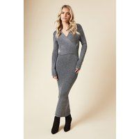 Womens Petite Wrap Detail Midi Dress