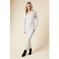 Womens Petite Wrap Detail Midi Dress