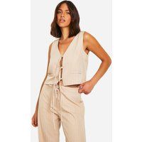 Womens Pinstripe Tie Front Tailored Waistcoat