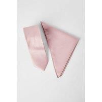 Mens Light Pink Textured Tie And Pocket Square