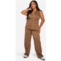 Womens Plus Pinstripe Relaxed Wide Leg Trouser