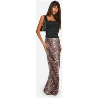 Womens Leopard Print Jersey Maxi Skirt